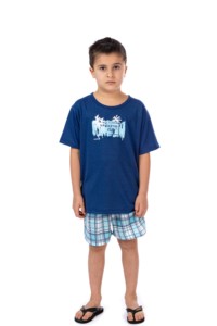 Pijama manga curta infantil xadrez