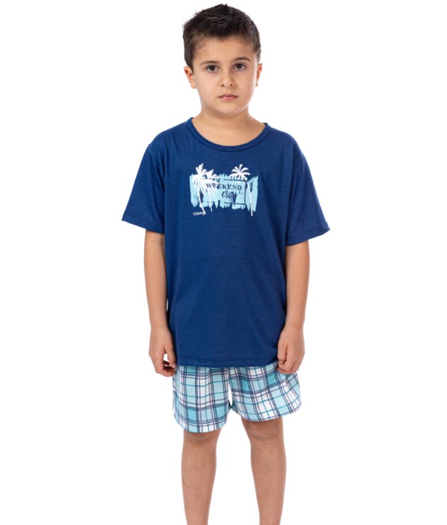 Pijama manga curta infantil xadrez