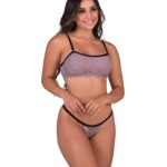 Conjunto sem bojo com elástico conforto - Lila