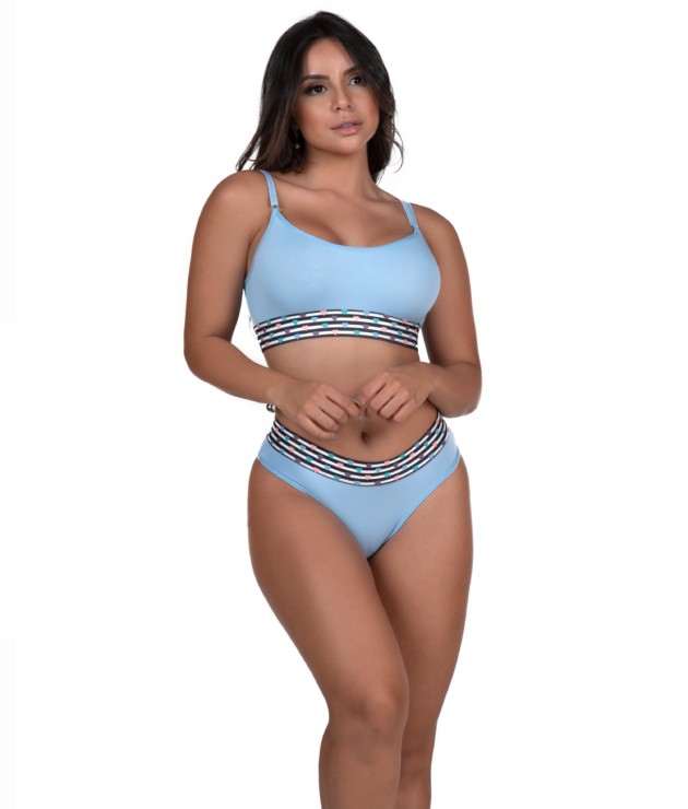 Conjunto sem bojo com elástico estampado - Cassia