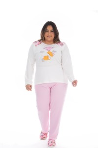 Pijama plus size com blusa estampada