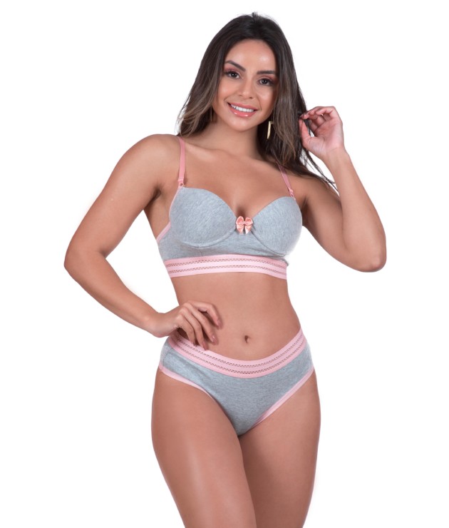 Conjunto conforto com elástico trabalhado - Tina