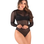 Body manga longa em tule dot - Geisa