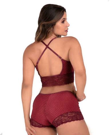 Short Doll em liganete e renda - Leticia