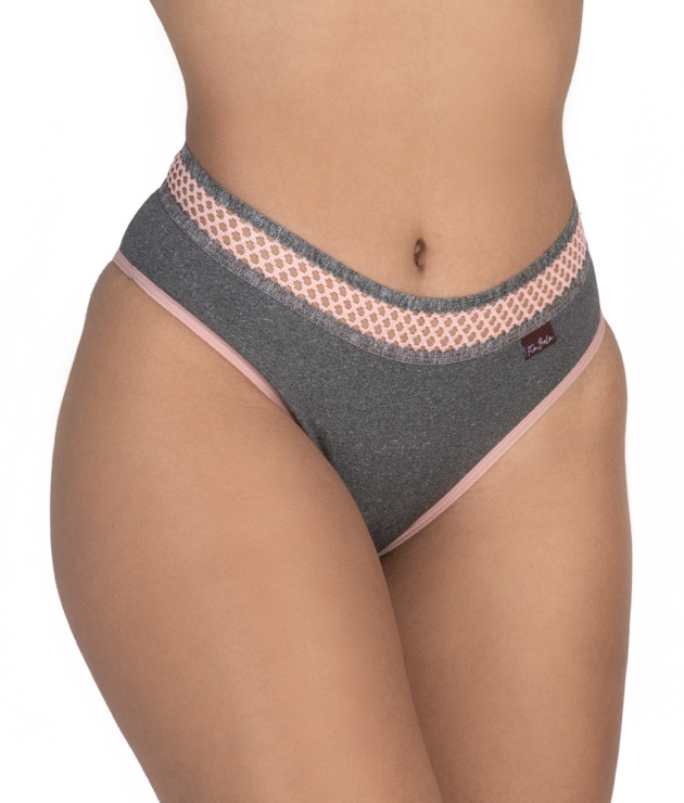 Calcinha mescla com elástico bordado - Vayne