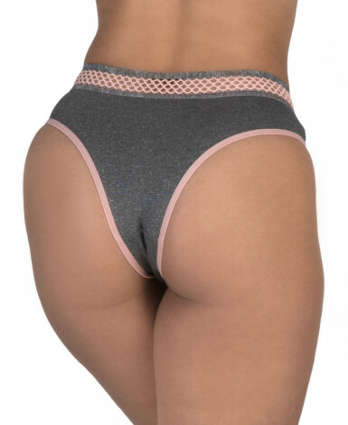 Calcinha mescla com elástico bordado - Vayne
