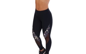 Calça legging com tule e estampa