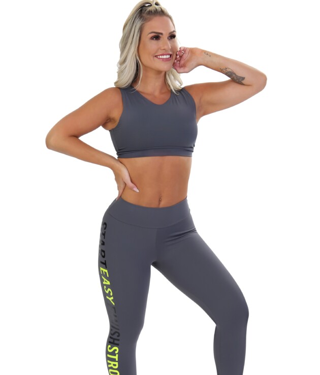 Conjunto Fitness com calça legging estampada