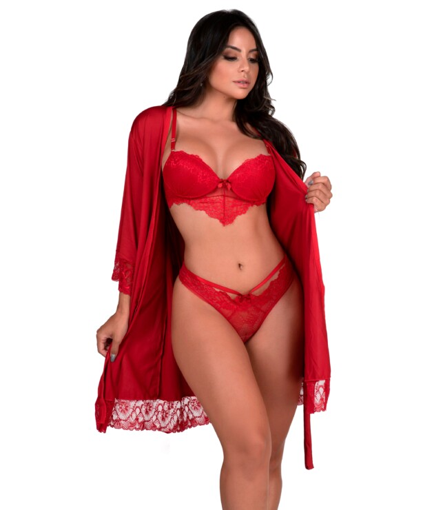 Conjunto sexy com Robe Feminino