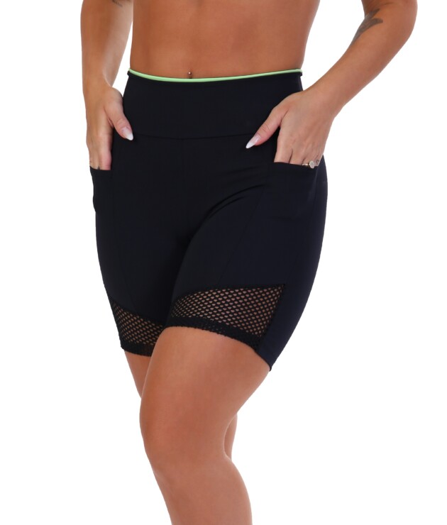 Short Fitness com elástico colorido e bolso