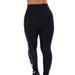 Calça Legging Preta com estampa lateral