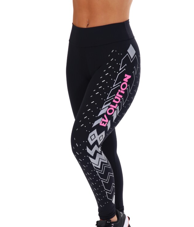 Calça Legging Preta com estampa lateral