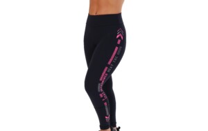 Calça Legging Preta com estampa lateral rosa
