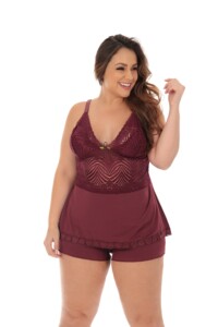 Baby Doll Plus Size com Renda