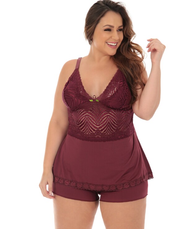 Baby Doll Plus Size com Renda