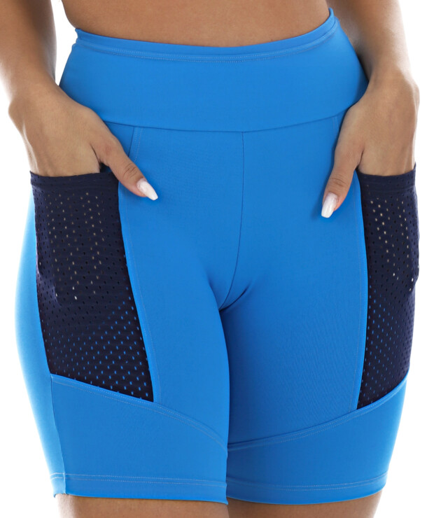 Bermuda fitness azul com bolso