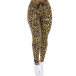 Calça legging em animal print amarelo