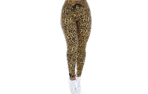 Calça legging em animal print amarelo