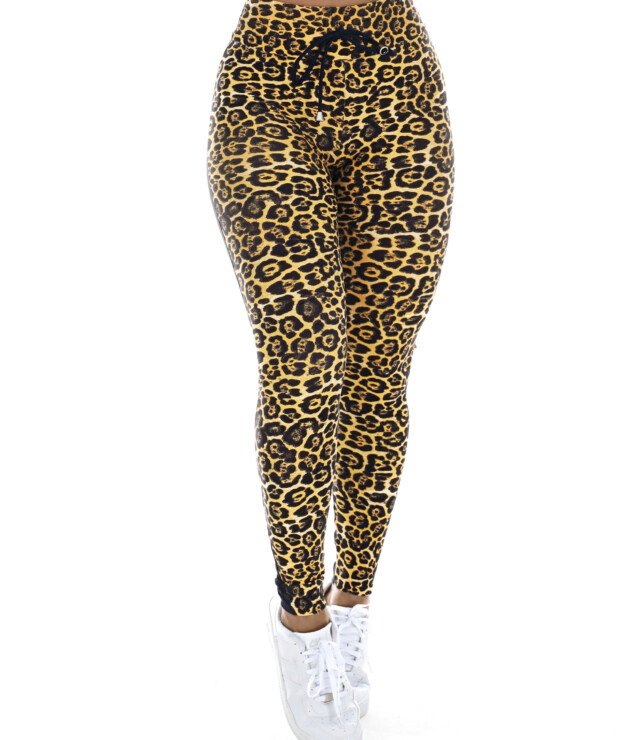 Calça legging em animal print amarelo