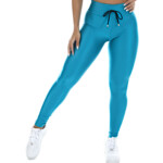 Calça legging em verde metalizado com cordão