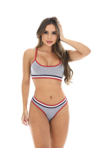 Conjunto nadador com elástico colorido