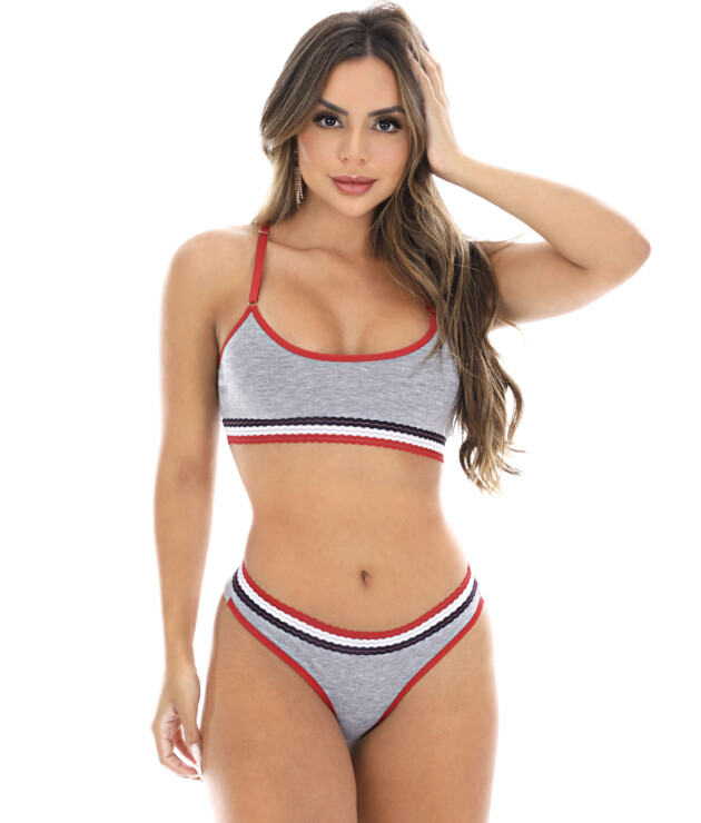 Conjunto nadador com elástico colorido