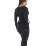 Pijama Longo Feminino preto costas