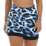 Short Fitness em animal print azul