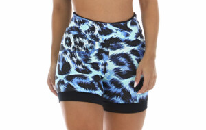 Short Fitness em animal print azul