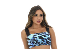 Top Fitness em animal print azul