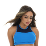 Top fitness azul com tela azul marinho