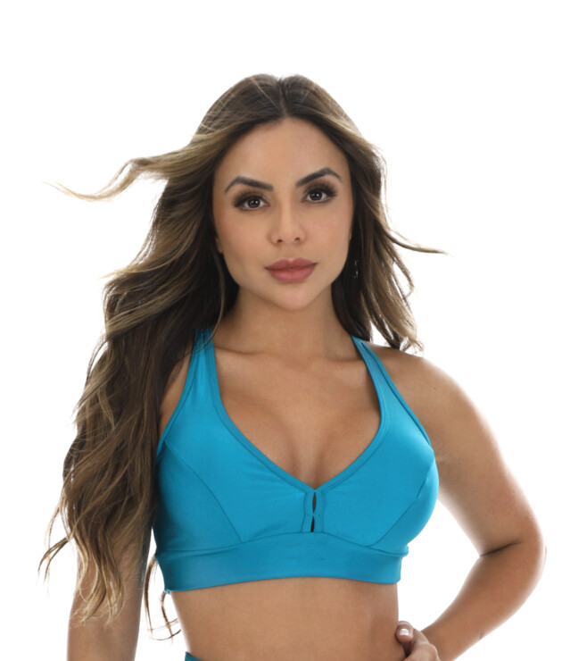 Top fitness em verde metalizado