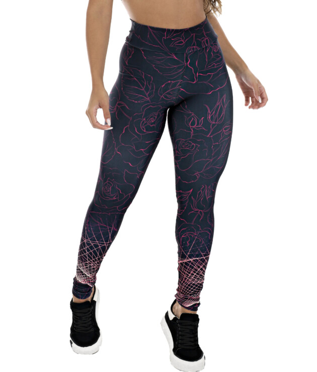 Calça legging preta sublimada