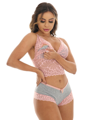 Short Doll Amamentação com Renda