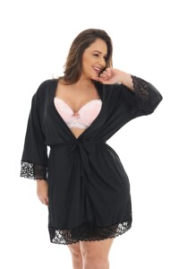 Robe feminino em microfibra com renda Plus size Talilta Frente