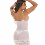 Camisola sensual em tule com calcinha costas