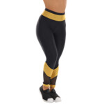 Calça legging com detalhes dourados