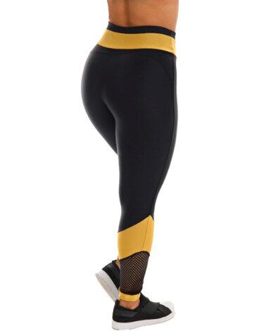 Calça legging com detalhes dourados costas