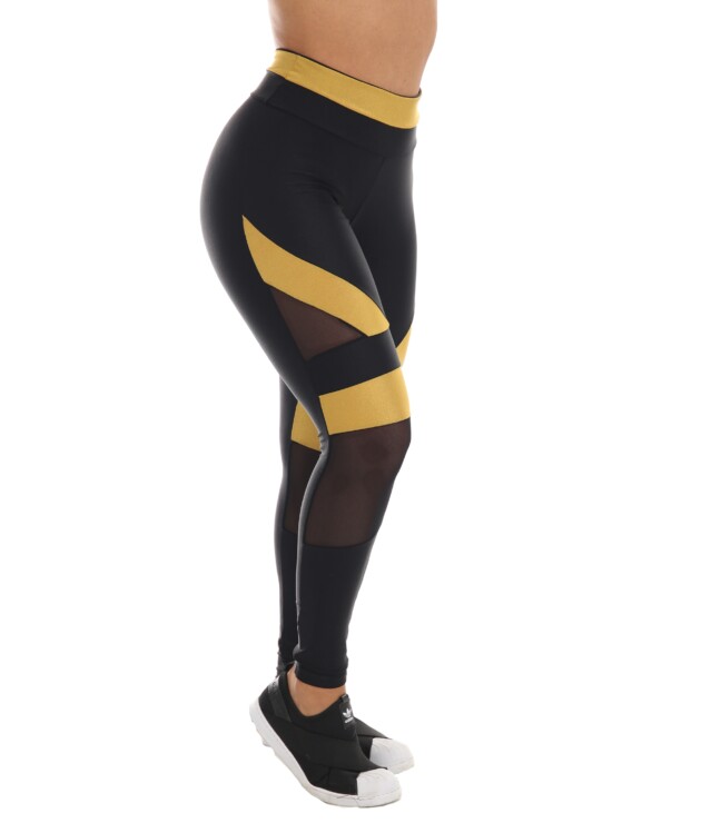 Calça legging com detalhe em dourado