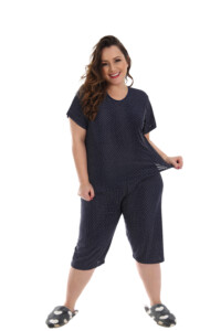 Pijama Plus Size Pescador em poá