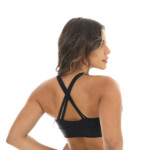 Top em amarelo e preto com alças cruzadas costas