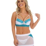 Conjunto sexy com saia fetiche branco