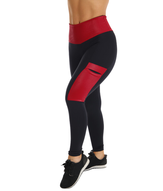 Calça Legging com Cós em Cirrê Vermelho