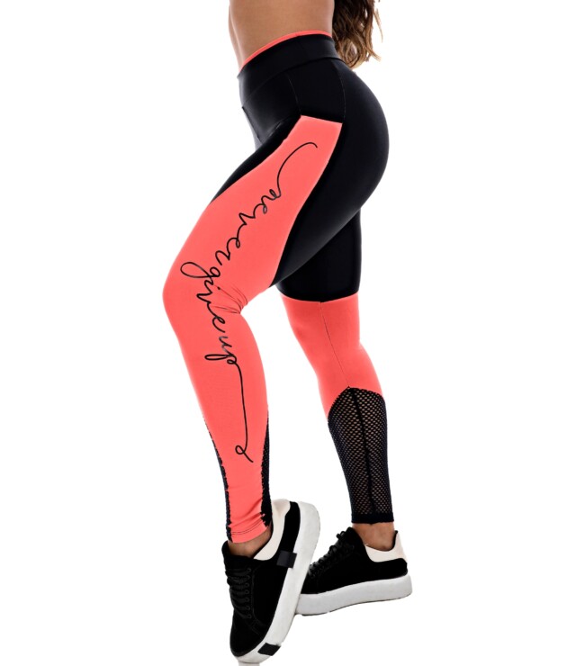 Calça legging com tela silk em Salmão