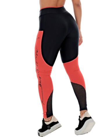 Calça legging com tela silk em Salmão costas