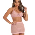 Conjunto sensual sem bojo com Saia transparente romance