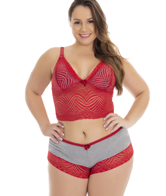 Short Doll Amamentação com Renda Plus Size