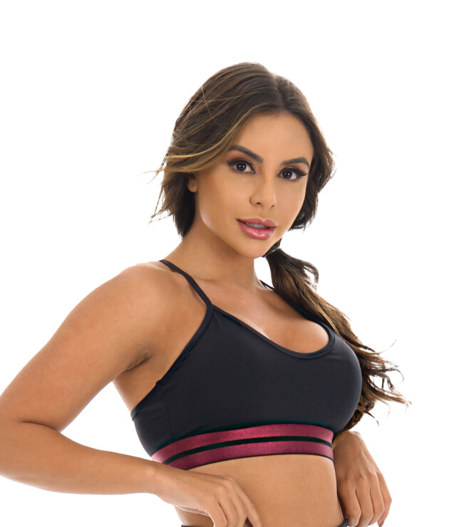 Top preto nadador com bojo e listras