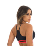 Top preto nadador com bojo e listras em vermelho