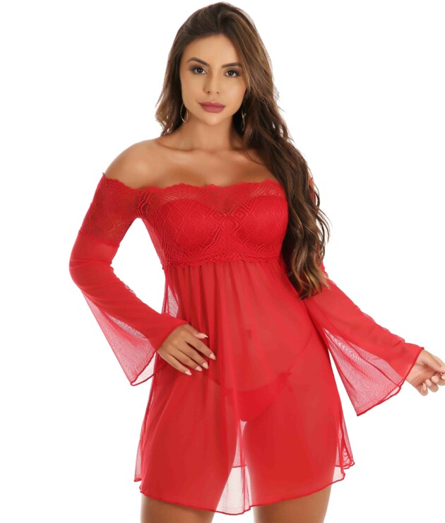 camisola sexy com bojo e calcinha